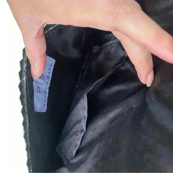 Poppy Sage women’s Straw Clutch/Purses Versatile Fold Over in black no flaws - Picture 4 of 10